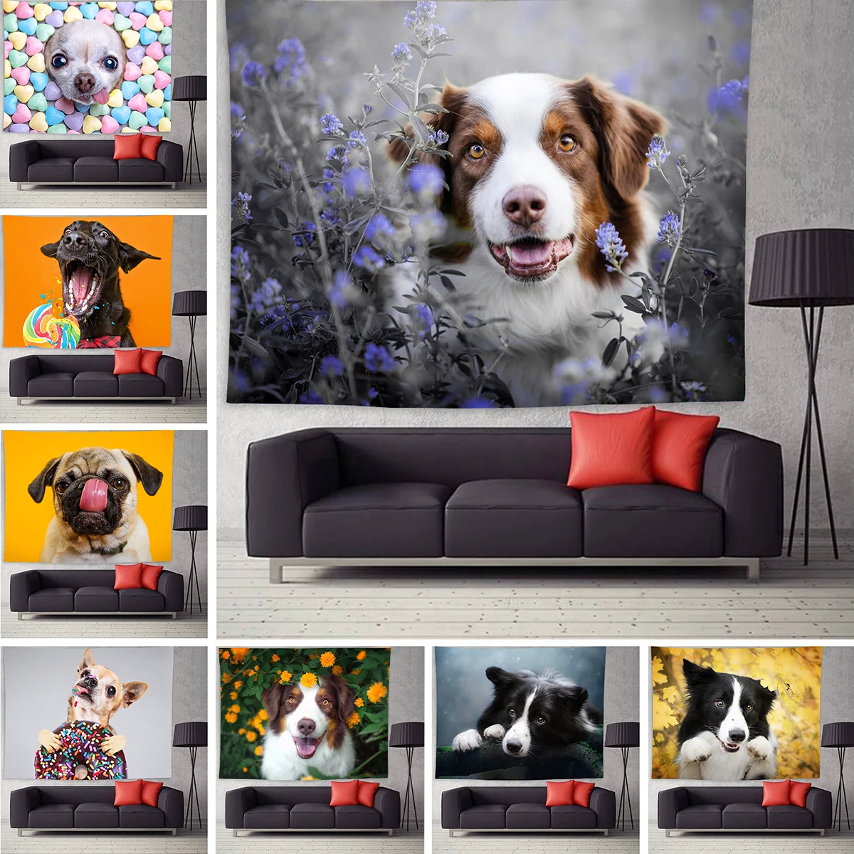 

Printed Animal Painting Tapestry Wall Hanging Dog Poster Wall Art Tapestry Living Room Decorative Tapestry Moda