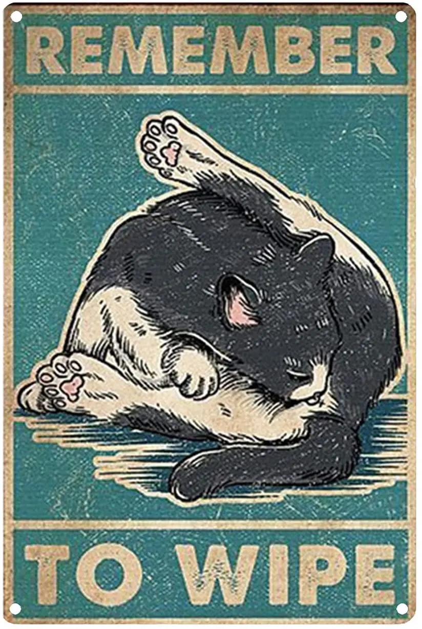 

Винтажный металлический жестяной знак в виде кошки, оловянный декоративный знак в стиле ретро, Настенный декор, не забудьте вытирать