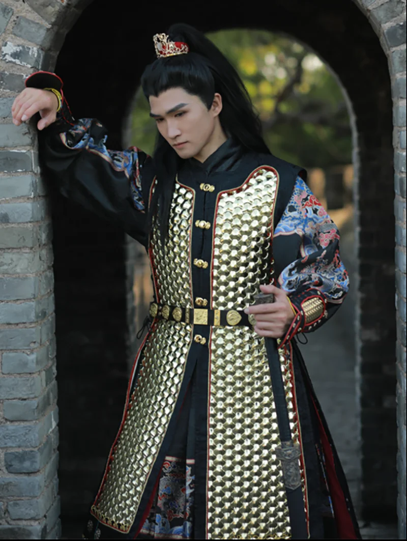 

Ming Dynasty Stainless Steel Armor Men&Women Straight Body Armor Ancient Chinese Multi-color Long Vest Jacket Hanfu Armor Armour