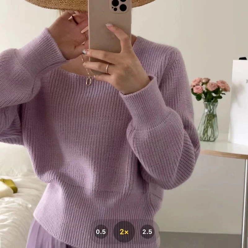 

Retro square collar knitted sweater women pullover long sleeve sweaters elegant office ladies vintage slim autumn winter jumpers