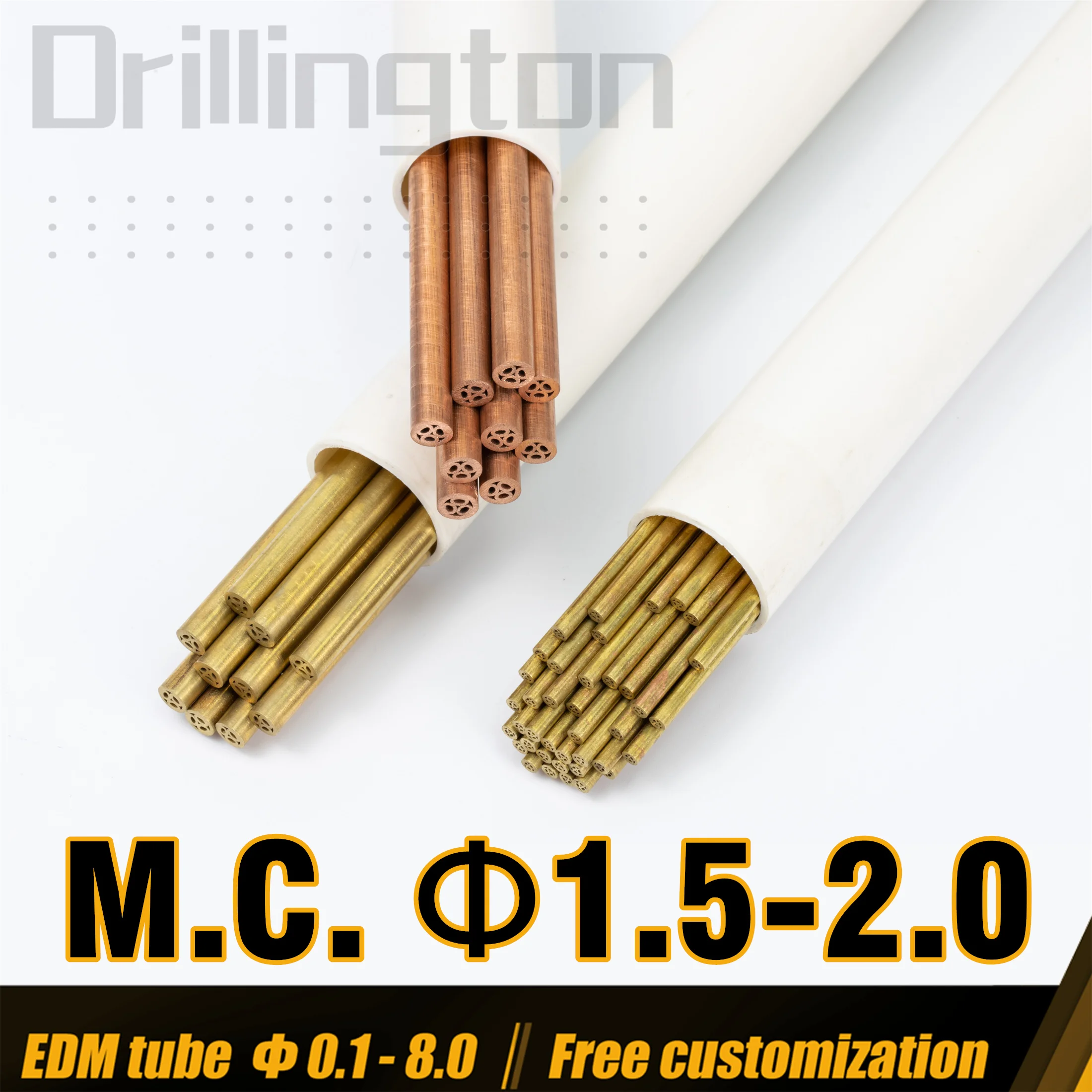 

Drillington EDM Tube Многоканальная латунная медная трубка Высокая точность 1,5 мм - 2,0 400 мм 500 мм Электродная трубка 20 шт. для электроэрозионного станка