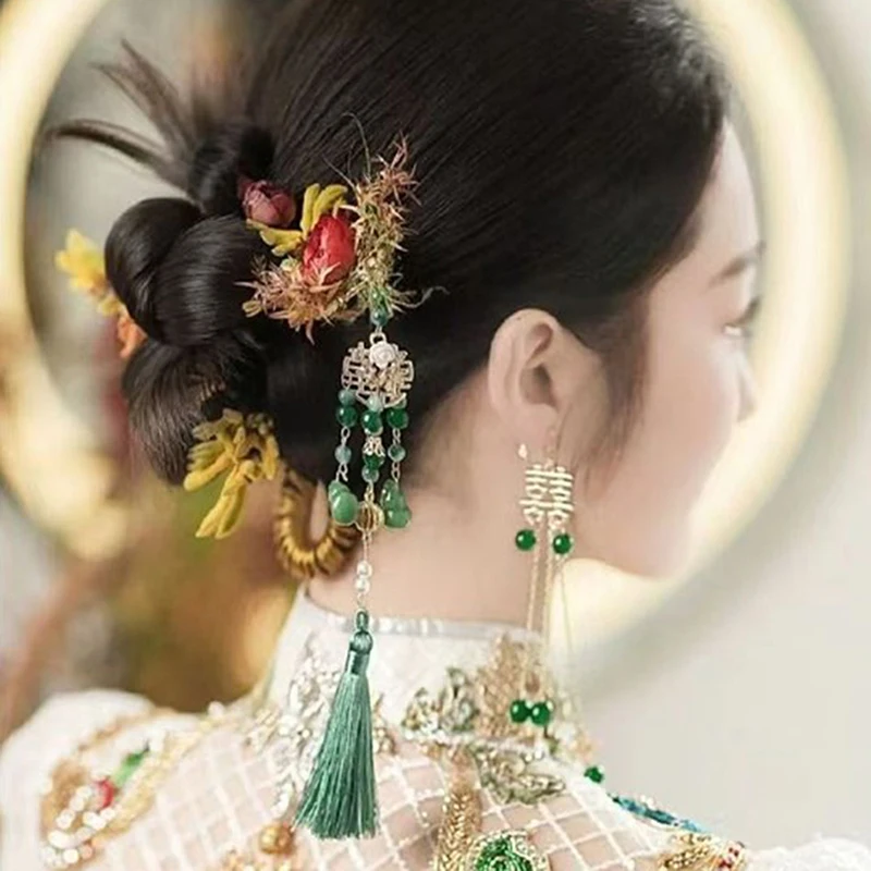 Синтетический парик в китайском стиле с круглой головкой маруки для невесты