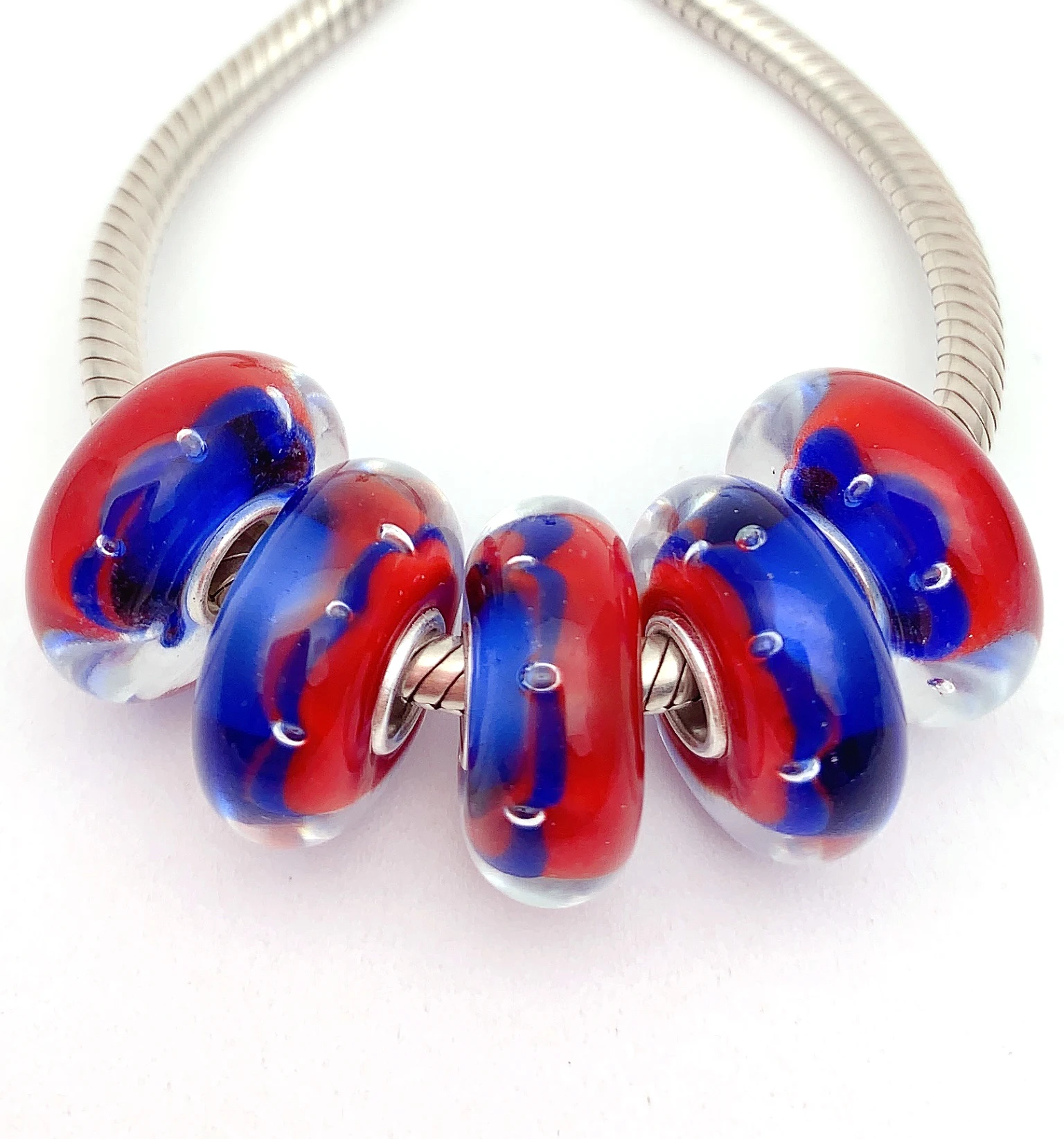

YG816 5X 100% Authenticity S925 Sterling Silver Beads Murano Glassbeads NEW Fit European Charms Bracelet Diy Jewelry Lampwork