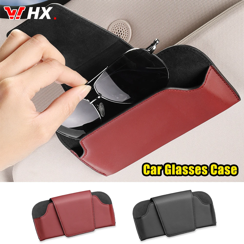 

2023 NEW Car Glasses Case PU Leather Auto Sun Visor Glasses Holder Sunglasses Storage Clip Car Interior Card Eyeglasses Case