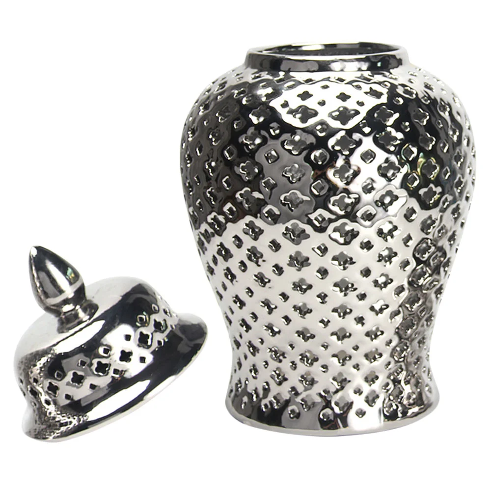 

Hollow Out Ceramic Jar Household Decorative Ginger Garlic Bottle Flower Container