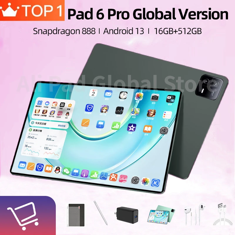 

2024 Tablet PC Pad 6 Pro Snapdragon 888 Original Global Version Android RAM 16GB+ROM 1TB 5G Dual SIM Card 10000mAh HD 4K Mi Tab