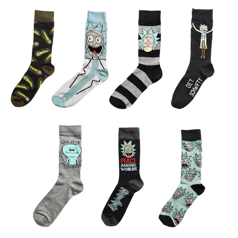 Kawaii Men Socks Happy Funny Cartoon Socks Cotton Casual Couples Socks Harajuku Hip Hop Socks Lolita Cartoon Chaussettes Unisex