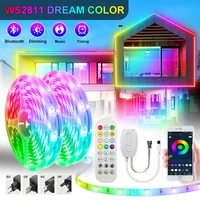 dream color rgb led strip lights ws2811 5050 bluetooth tape diode luses led ribbon neon night light lamp for room wall decor tv