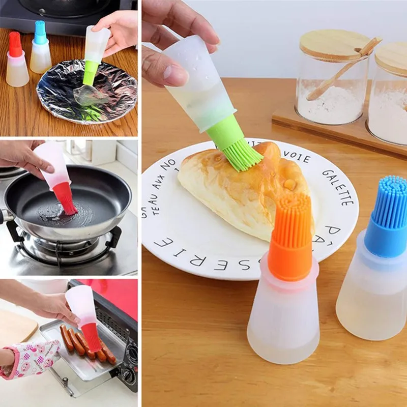 

NEW Portable Oil Bottle Barbecue Brush Silicone Kitchen BBQ Cooking Tool Baking Pancake Barbecue Camping Accessories Gadgets