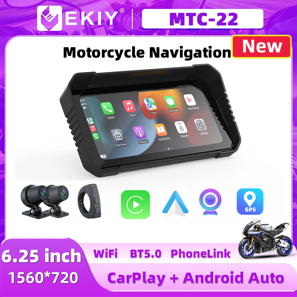 Аксессуары для двигателей EKIY 6 25-дюймовый беспроводной Carplay и Android авто мотоциклы