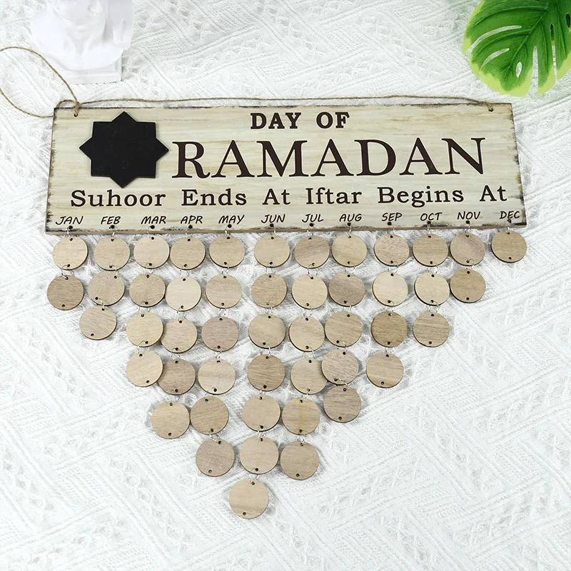 

eid mubarak wood Advent calendar wall Hanging ornament DIY craft for muslim islam ramadan kareem home decoration
