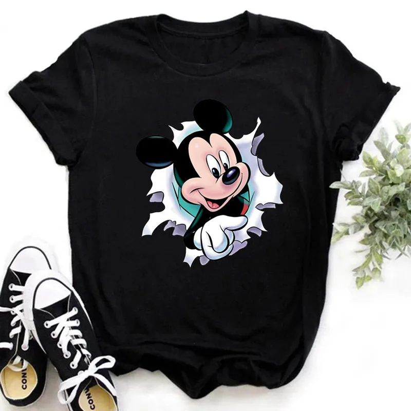 

Disney Summer Mickey Mouse Women's Tshirt Female Harajuku Loose T-shirt Short Sleeved Summer Tops Women Clothes