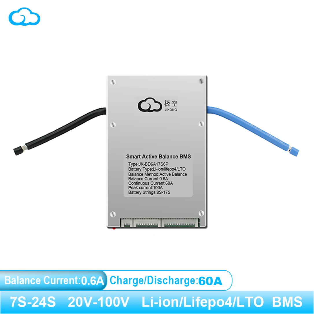 

JK SMART BMS 0.6A Active Balance 60A BMS 8S 9S 10S 11S 12S 13S 14S 15S 16S 17S 20S 24S Li-Ion LTO 18650 Battery Lifepo4 Battery