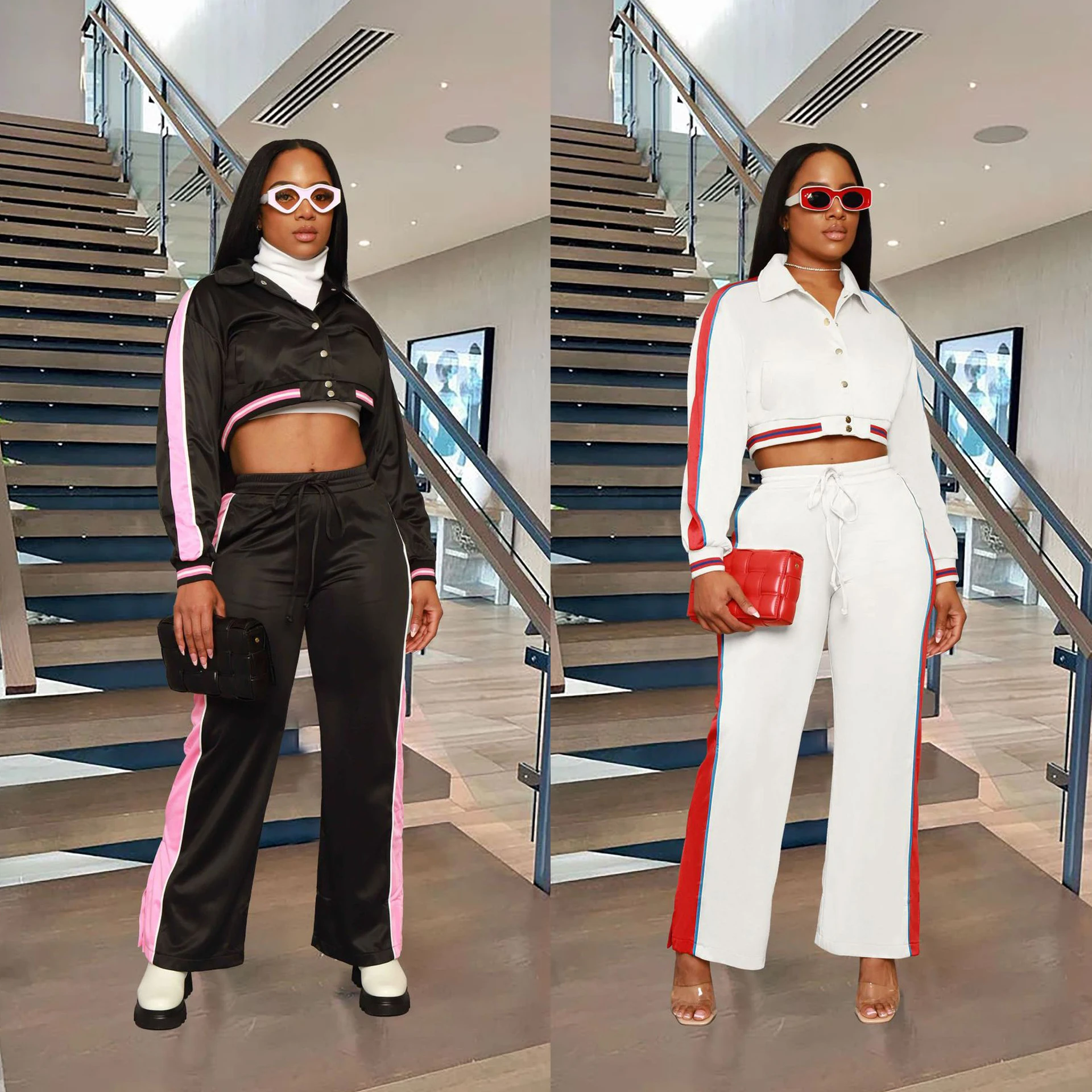 

Tracksuit Elegant Winter Fall 2 Pieces Sets 2022 Women Luxury Outfit Sweatsuit Joggers Cropped Top Jacket Two Piece Pant Set