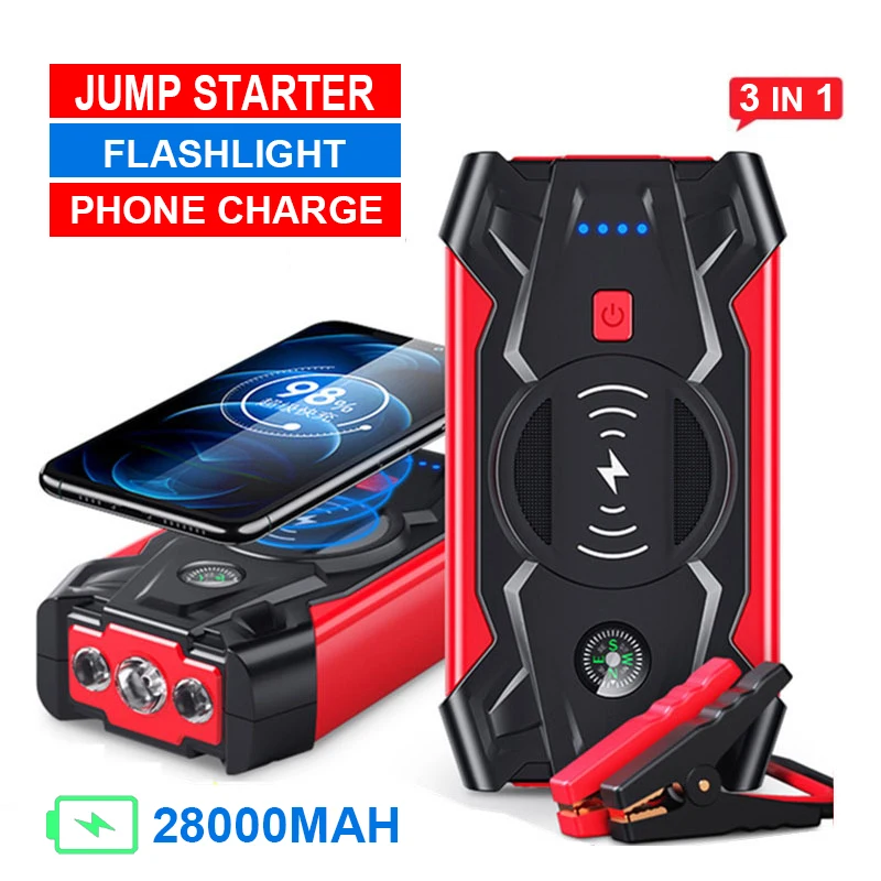 

New Wireless Charger Car Jump Starter 39800mAh 600A Current Power Bank 12V Car Battery Emergency Booster Starting Device