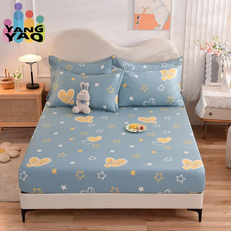 

Yaapeet Fitted Sheet 1pcs 100% Cotton Printing Bed Mattress Set With Four Corners And Elastic Band Sheets