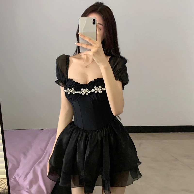 Новое модное летнее черное винтажное платье женское облегающее элегантное