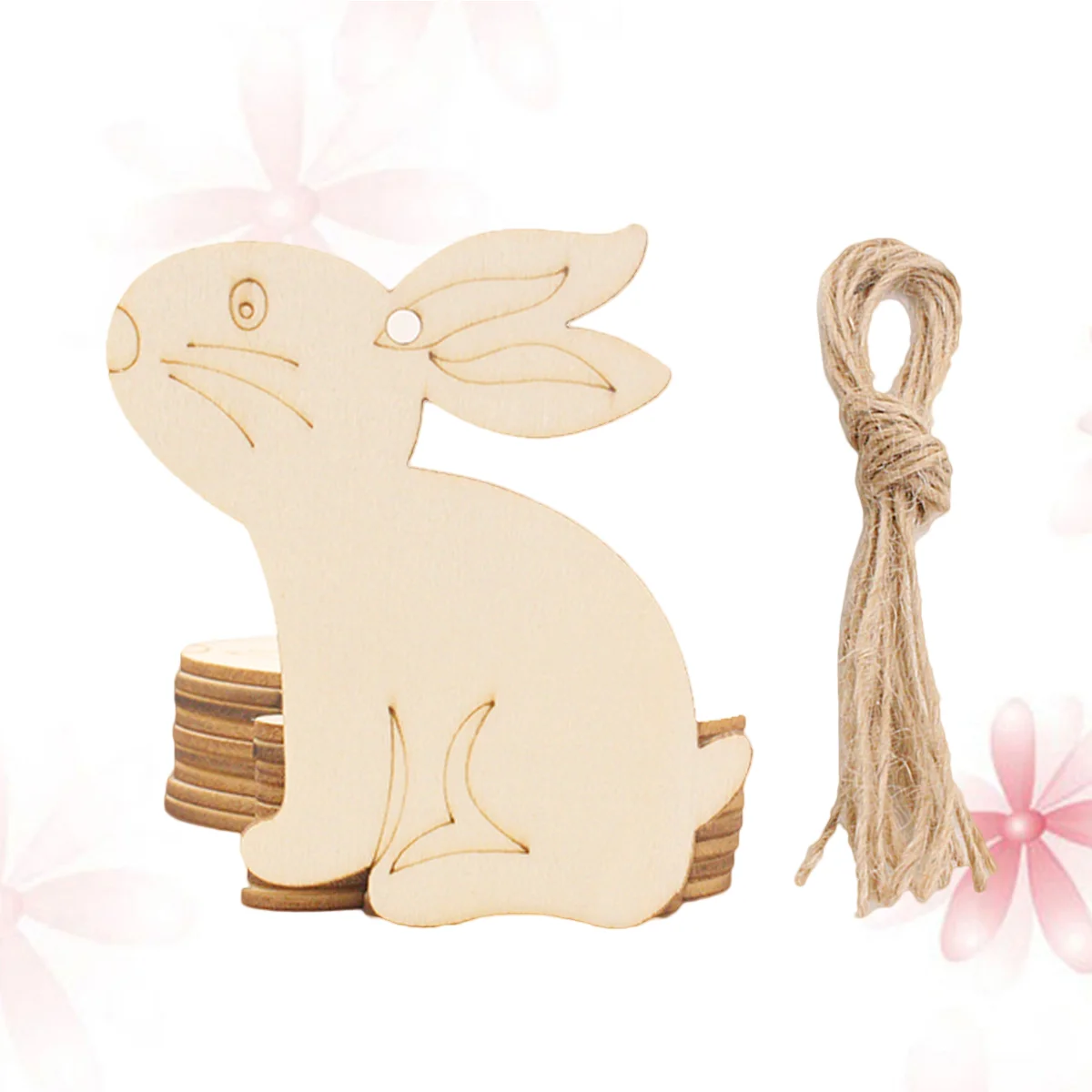 

10PCS Creative Sitting Rabbit Shape Hanging Wooden Slices Paintable Decorative Easter Wooden Pieces DIY Accessories Wooden