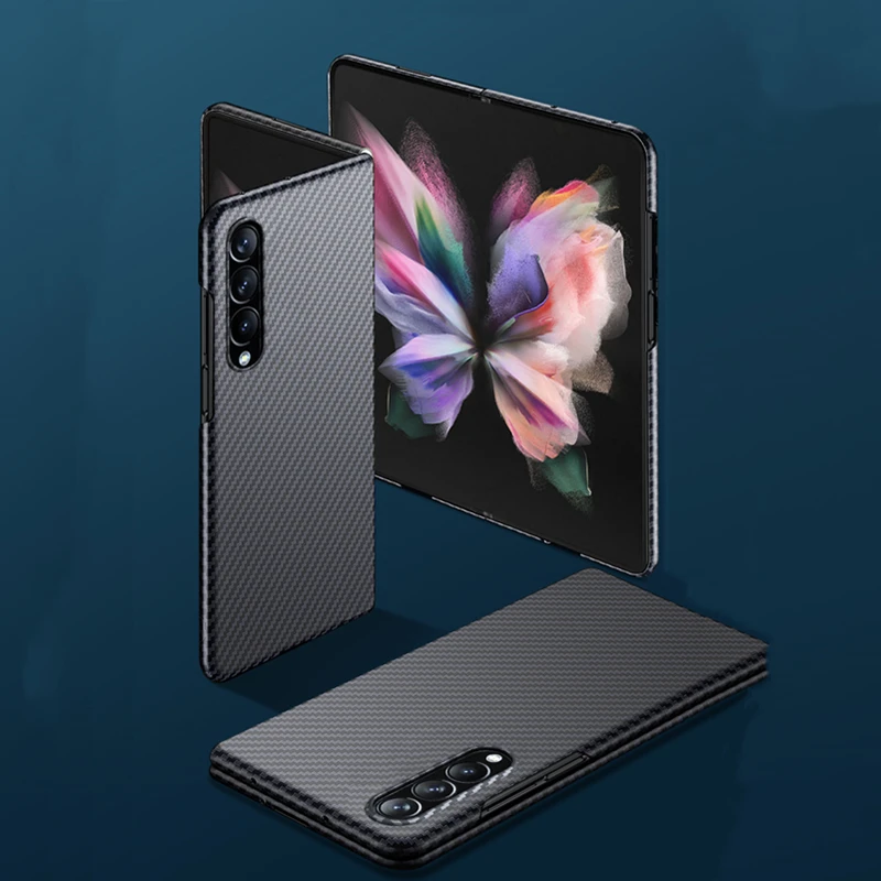 

Aramid Fiber Case Designed For Samsung Galaxy Z Fold 3 5G Ultra Thin Anti-fall Matte Cover Real Carbon Fiber Frame For Z Fold3