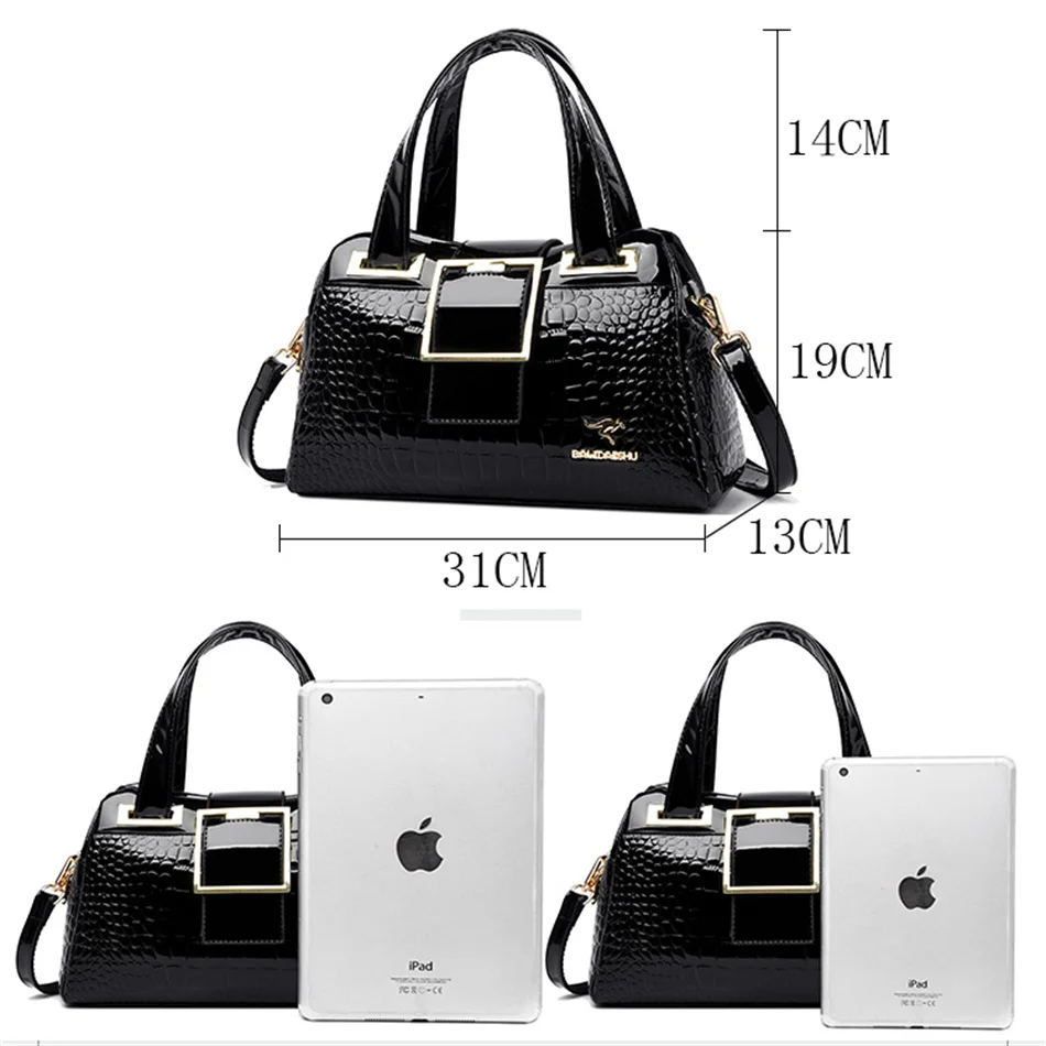 2 layer large capacity tote bag luxury handbags women bags designer crocodile pattern ladies boston shoulder bag high quality free global shipping