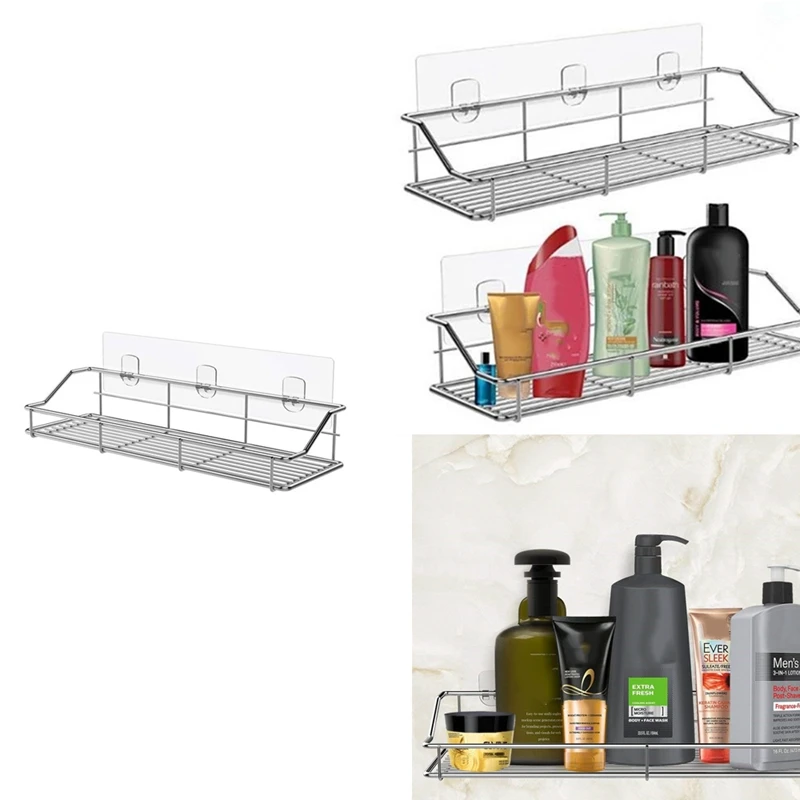 

ABSF Stainless Steel Kitchen Bathroom Toilet Rack Wall-Mounted Shower Pad Free Punch Storage Rack