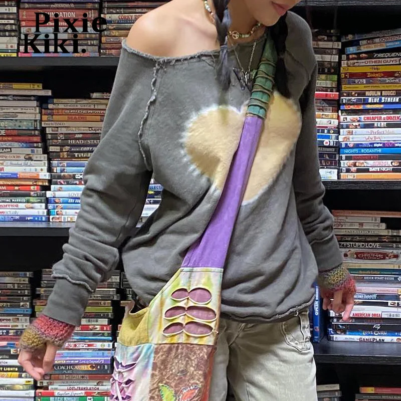 

Толстовка PixieKiki с галстуком, «любовь», серая, свитшот, уличная одежда, Y2k, худи, асимметричные топы с длинным рукавом в стиле 90-х, эстетичная ви...