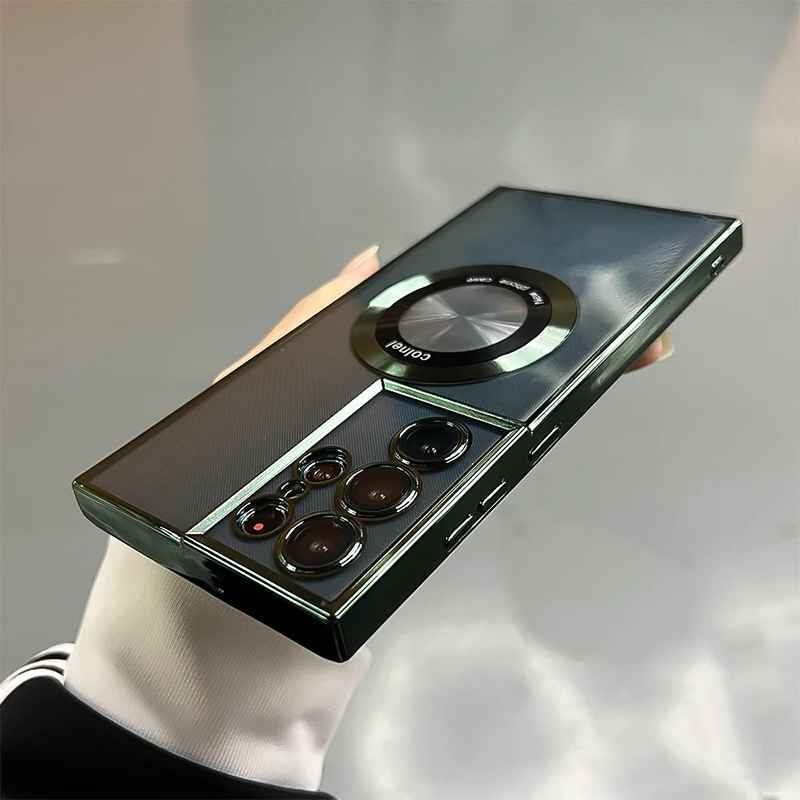 Luxury Clear Silicone Magnetic Wireless Charging Case For Samsung Galaxy S23 S22 Ultra Plus Cases For Magsafe Shockproof Cover