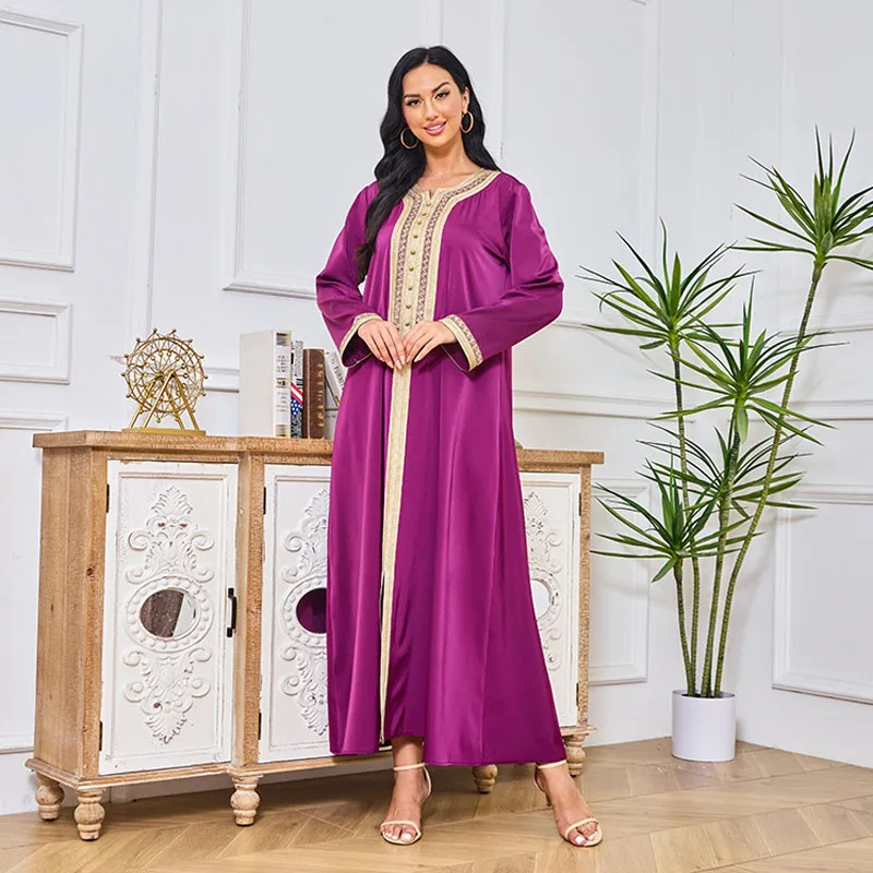 

Muslim Abaya for Elegant Women Embroidery Long Maxi Dress Turkey Arabic Kaftan Eid Party Robe Belt Dubai Evening Jalabiya Caftan