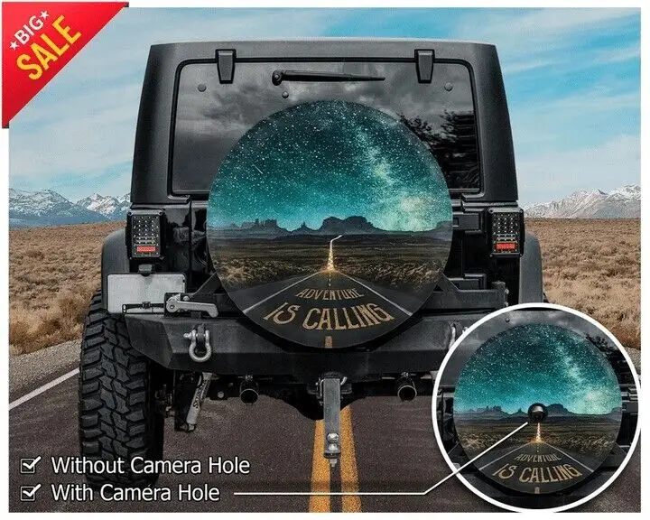 

Camping Adventure Is Calling Spare Tire Cover 32" with camera hole Accessories