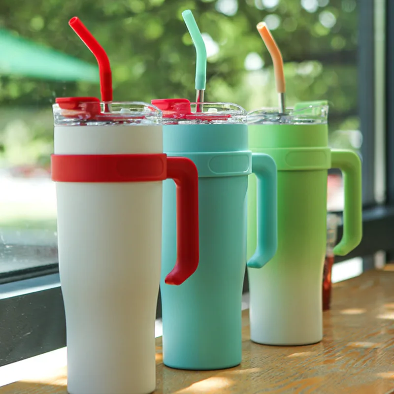 Insulation 40oz Tumbler With Handle Quencher Travel Tumbler Vacuum Cup Stainless Steel Thermo Mug Large Capacity Simple Modern
