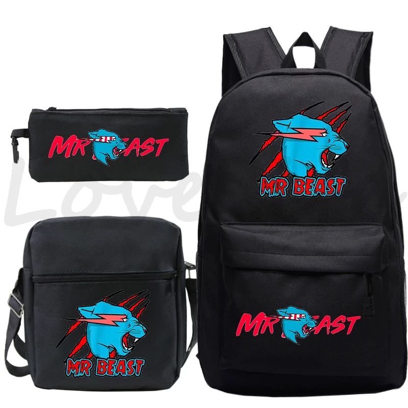Рюкзаки Mr Beast с молнией и котом школьные ранцы принтом 3 шт./компл. для мальчиков