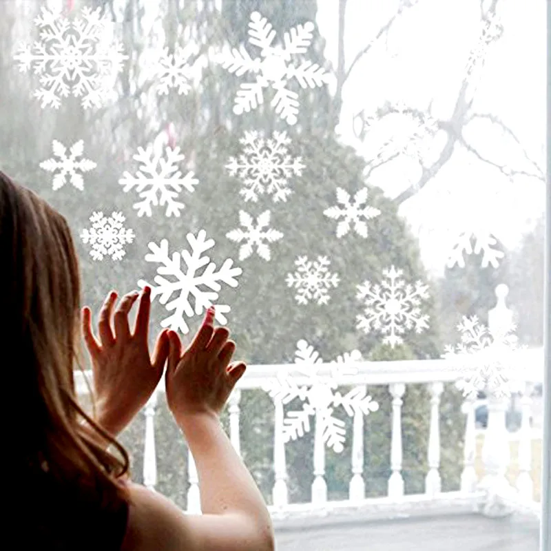 

27Pcs White Snowflake Wall Sticker Christmas Kids Room Decor Glass Window Wall Decal for Christmas Decoration New Year Wallpaper