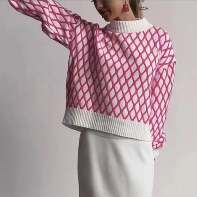 

Women's knitted sweater mesh sweater pullover Elegant Slim half high collar Women sweaters coat clothes Spring Winter autumn
