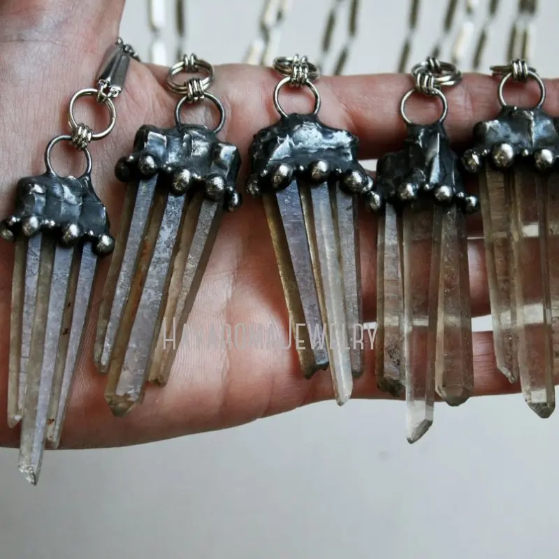 NM43417 ожерелье из дымчатого кварца Троицы лемуриан лимонный кристалл трио