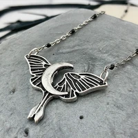 new european and american retro personalized insect moth pendant fashion crescent moon necklace