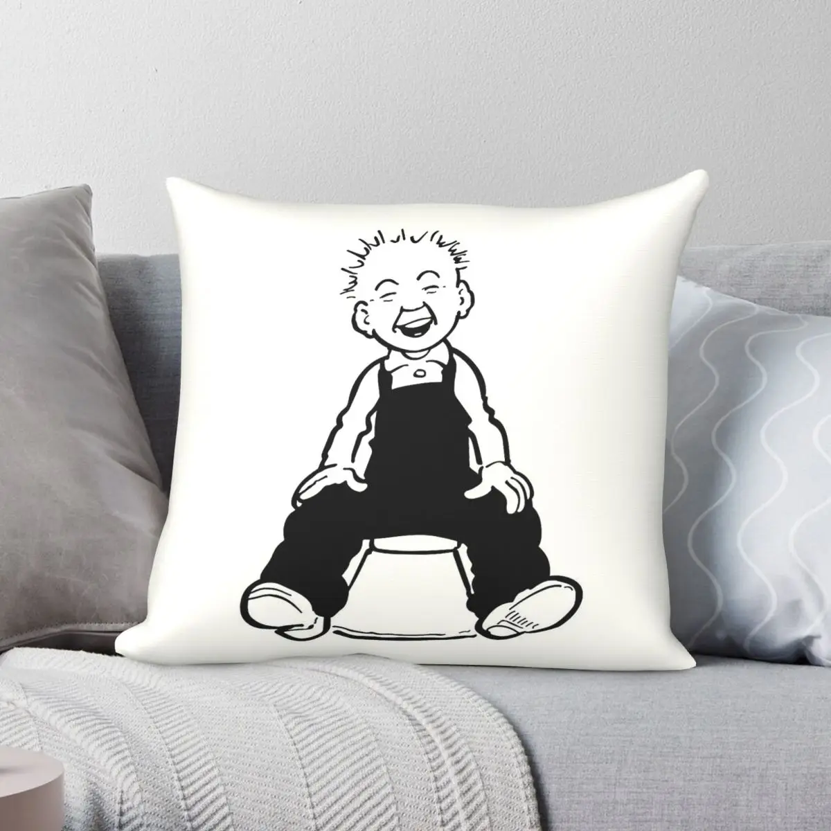 Фото Квадратная наволочка Oor Wullie из полиэстера, льна и бархата, креативная декоративная наволочка на молнии, чехол для подушки на кровать №1