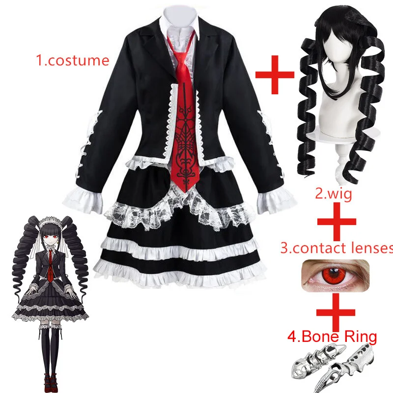 

Костюм для косплея Ясухиро таеко из аниме «Danganronpa Celestia Ludenberg», костюм + кольца с цветными контактами