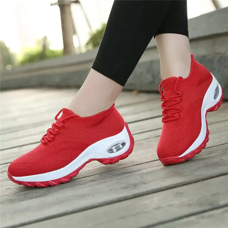 Ladies Platform Sneakers Women Casual Shoes Summer Mesh Running Sport Sock Shoes Chunky Trainers Woman Vulcanize Shoes