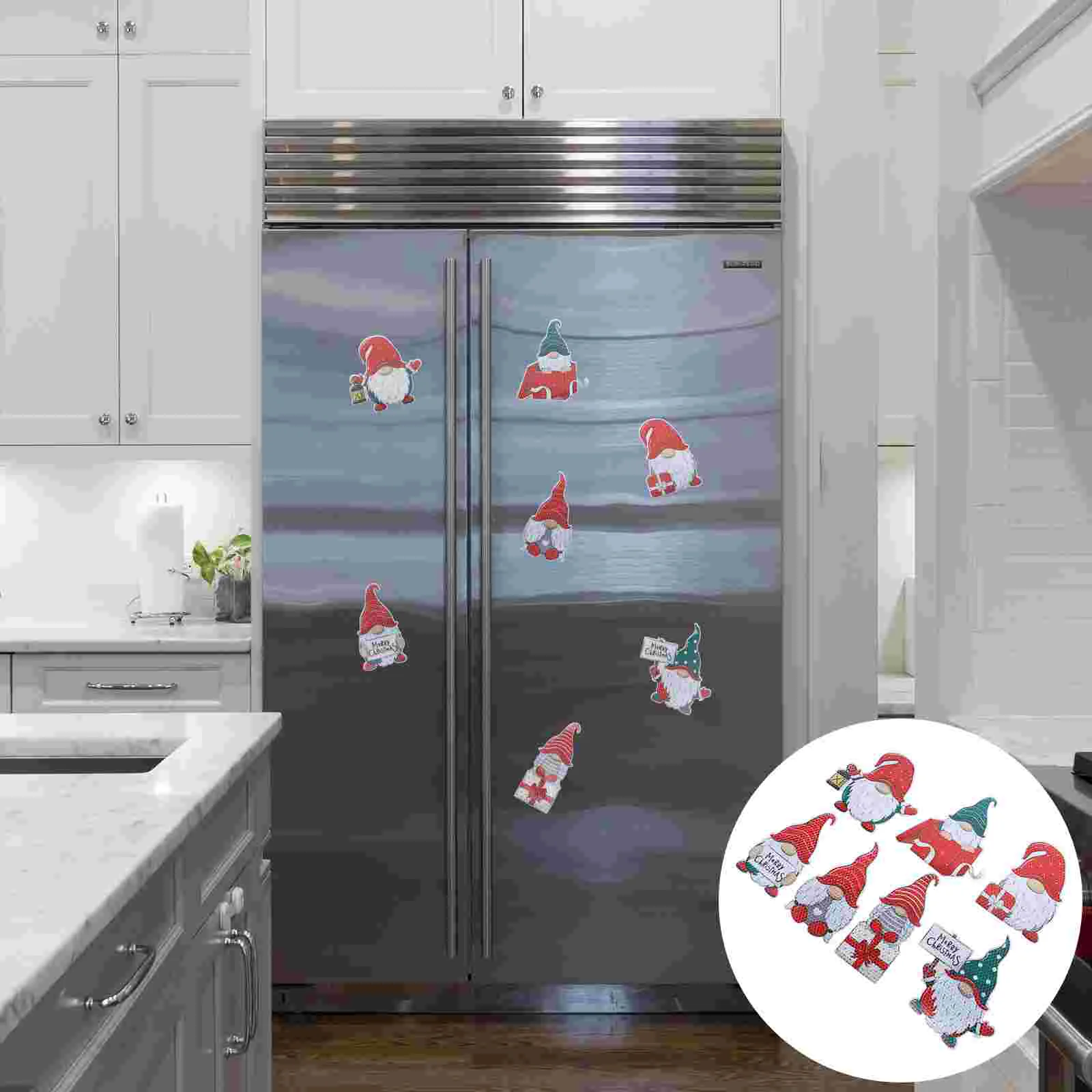 

7 Pcs Santa Faceless Magnetic Fridge Decors Light Bulb Funny Magnets Pvc Decorative Refrigerator