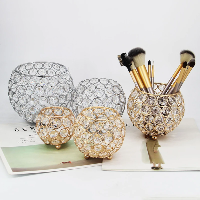 

PEANDIM Crystal Candle Holder Bowl Style Candlestick Wedding Table Centerpieces Candle Lantern Pencil Container Home Decor