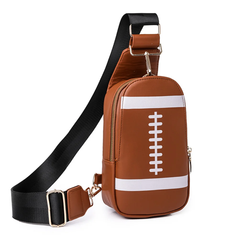 Fashion Balls Pattern PU Leather Crossbody Sling Bags Women Football Printing Fanny Packs Female Vintage Baseball Chest Bag