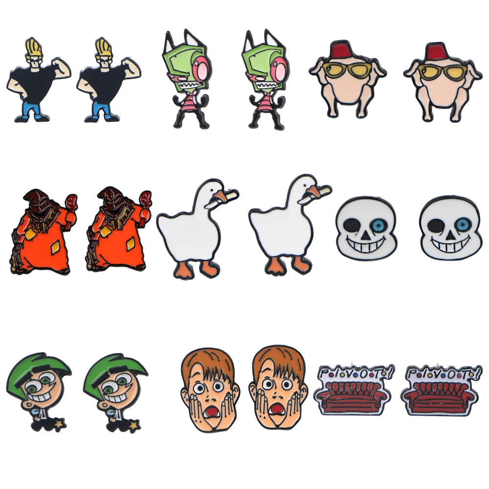 Серьги-гвоздики BG315 Dongmanli в виде гуся для мальчиков и девочек, 1 пара