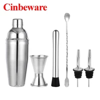 cocktail shaker making set stainless steel bartender kit cocktail bar tool drink mixing 750ml shaker home drink 6 piece