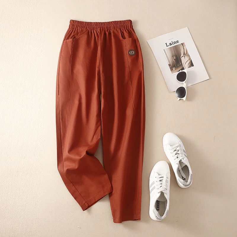 

Limiguyue Cotton Linen Casual Harem Pants Harakuju Loose Capris High Waist Summer Thin Cropped Trousers Women Pants Ankle U313