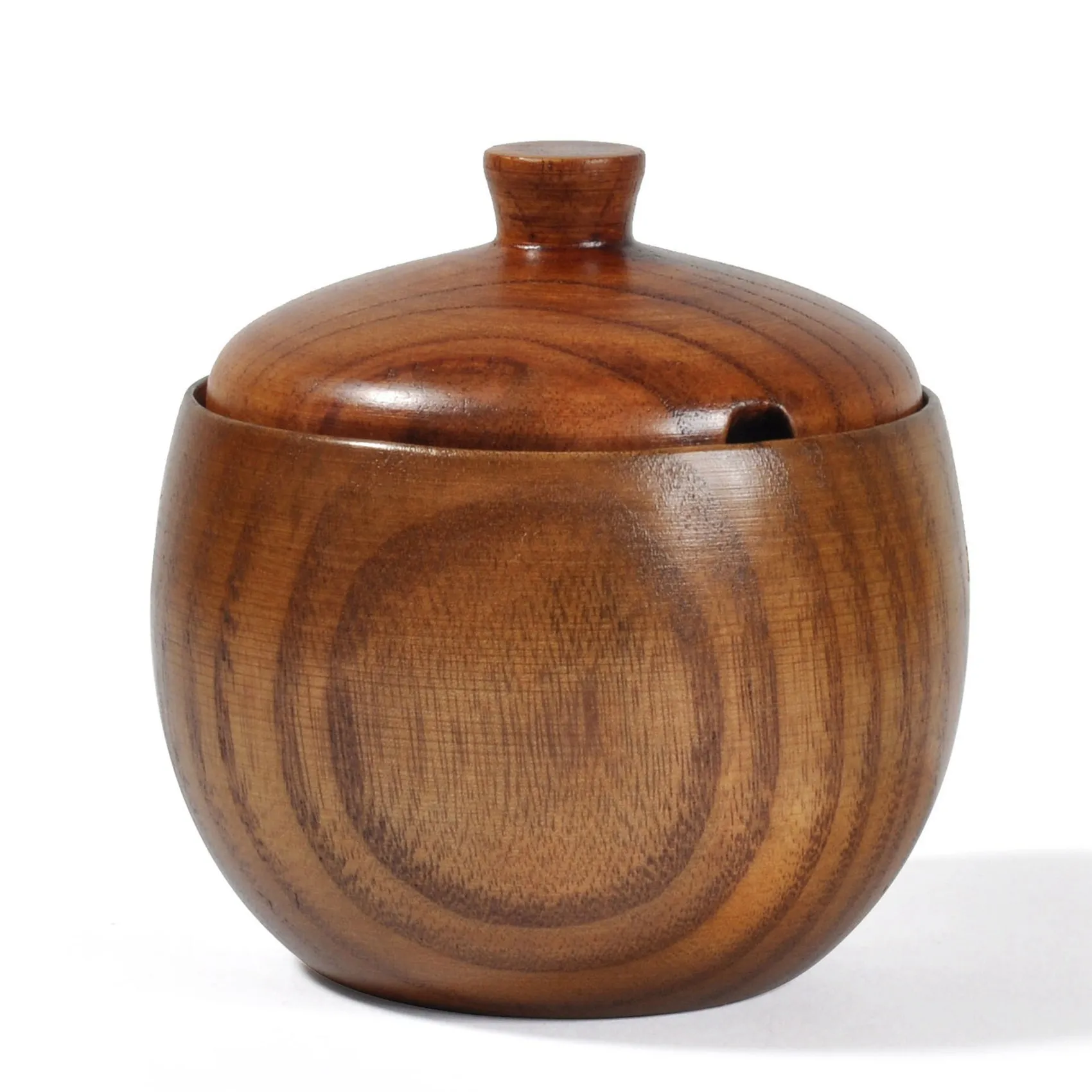 

Деревянная миска для специй, искусственная соль, японская ложка и кухонный инструмент с крышкой, банка для приправ