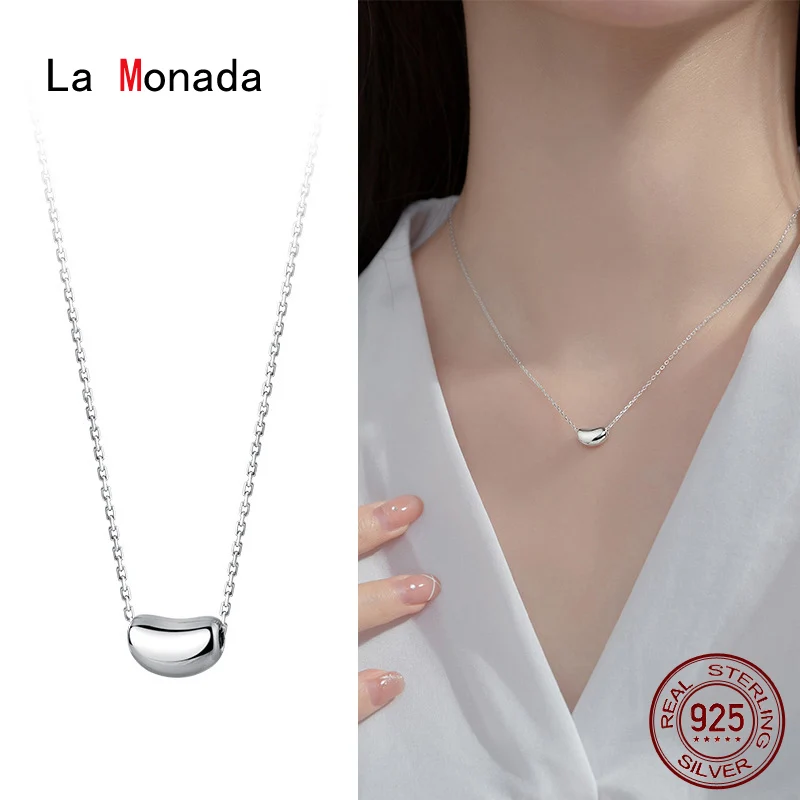 

La Monada Women's Necklace 925 Silver Chains Woman On Neck Silver Small Beans Pendant Jewelry For Women Necklace Silver Girl