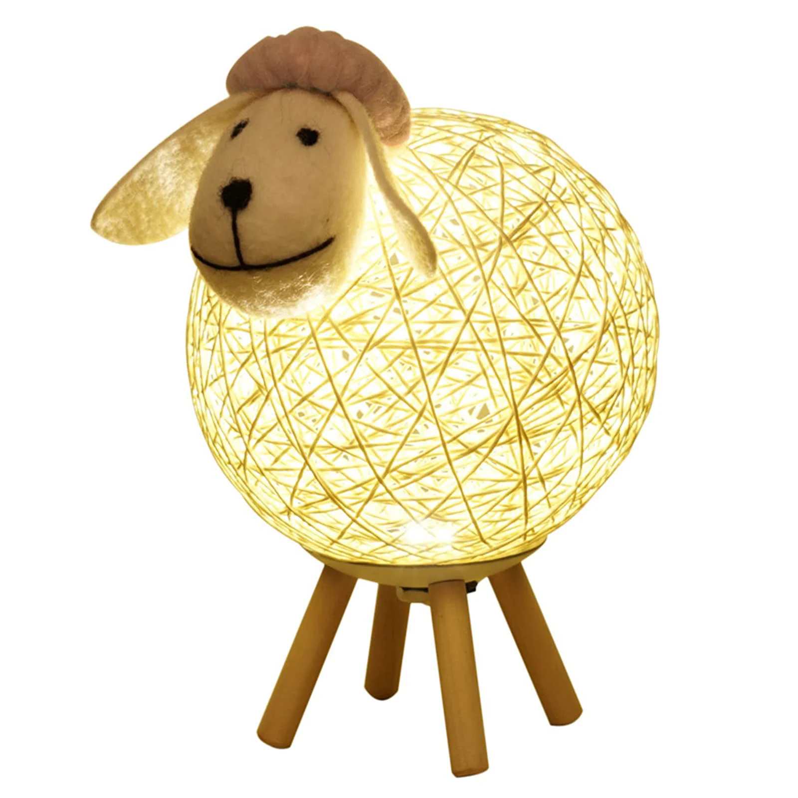 

Sheep LED Night Light USB Hand-woven Lampshade Moon Lamp for Home Bedroom