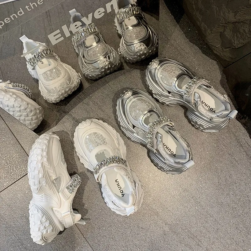 Женские спортивные туфли на платформе летняя сетчатая дышащая дизайнерская