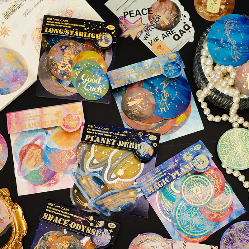 

30 шт., декоративные круглые наклейки из ПВХ для скрапбукинга