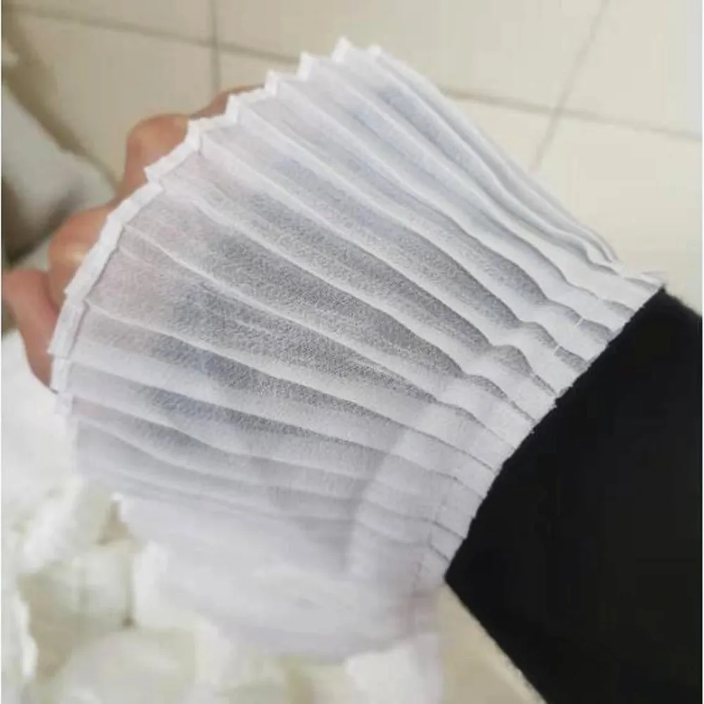 

1Yard Hot Pleated White Lace Fabric Chiffon Material Tulle Lace Applique 7.5cm Ribbon Sewing Trimmings encajes para costura ZA26